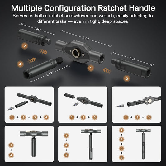 58-tooth forward-reverse ratchet with 6.2-degree swing arc and 50n.m torque output