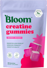 Bloom Creatine Monohydrate Gummies – Nightly Recovery Ritual for Active Women, 5g Sugar Free Berry Boost for Strength and Mental Clarity