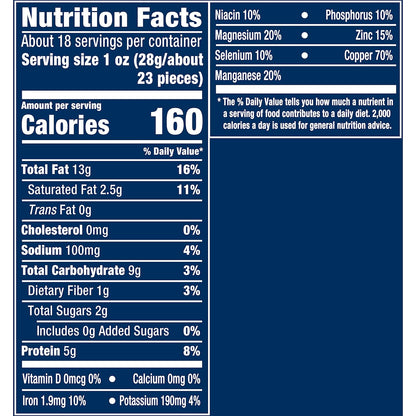 5g plant-based protein and 170 calories per 1oz serving