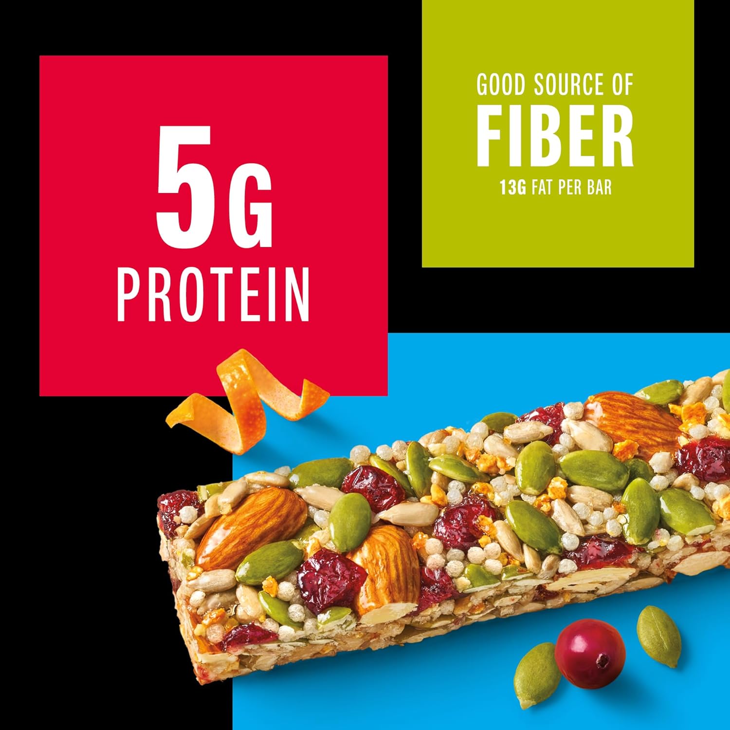 5g protein and 5g fiber per bar for balanced macronutrient profile