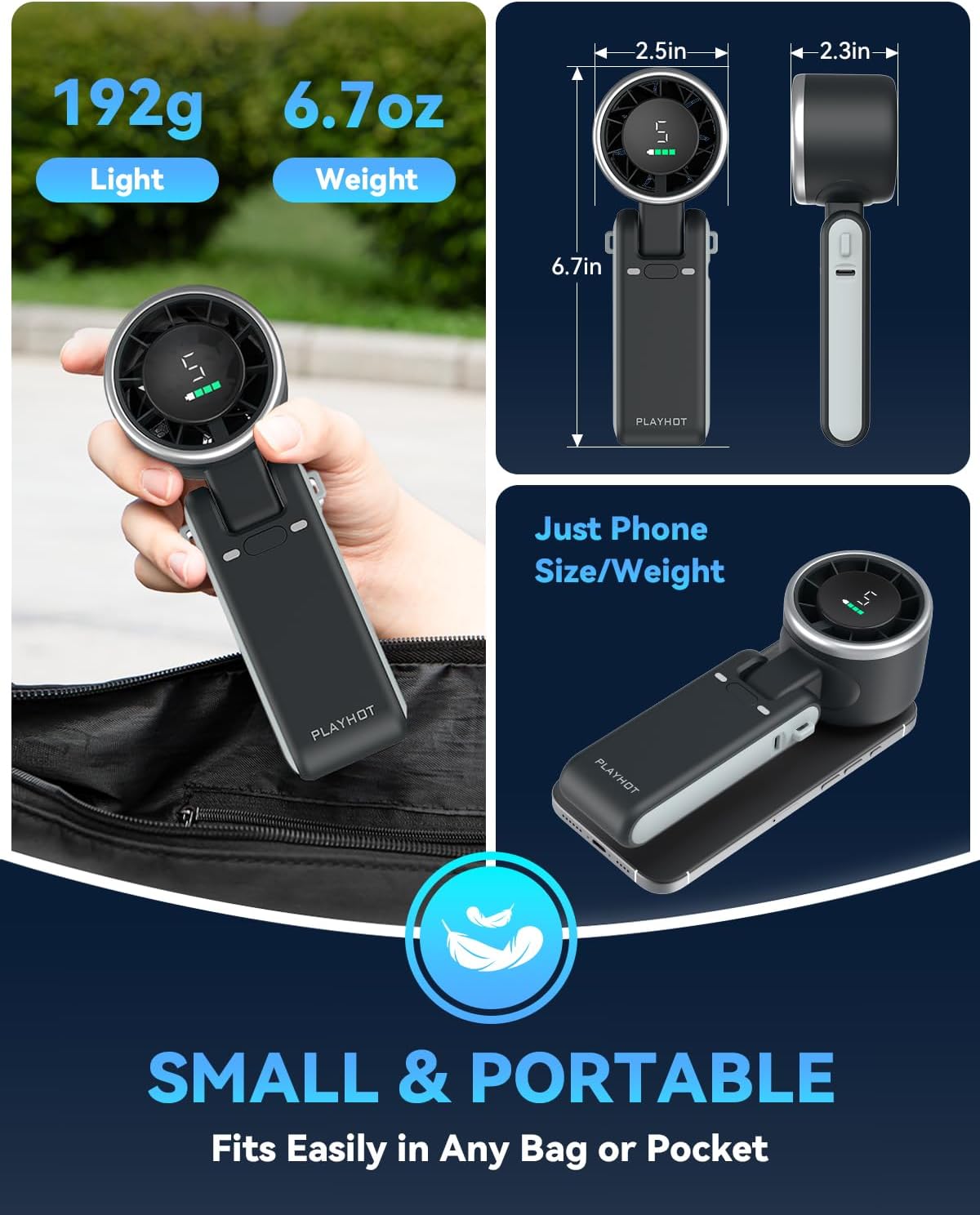 5v/5w low-power consumption design with push-button control and 75 db noise level