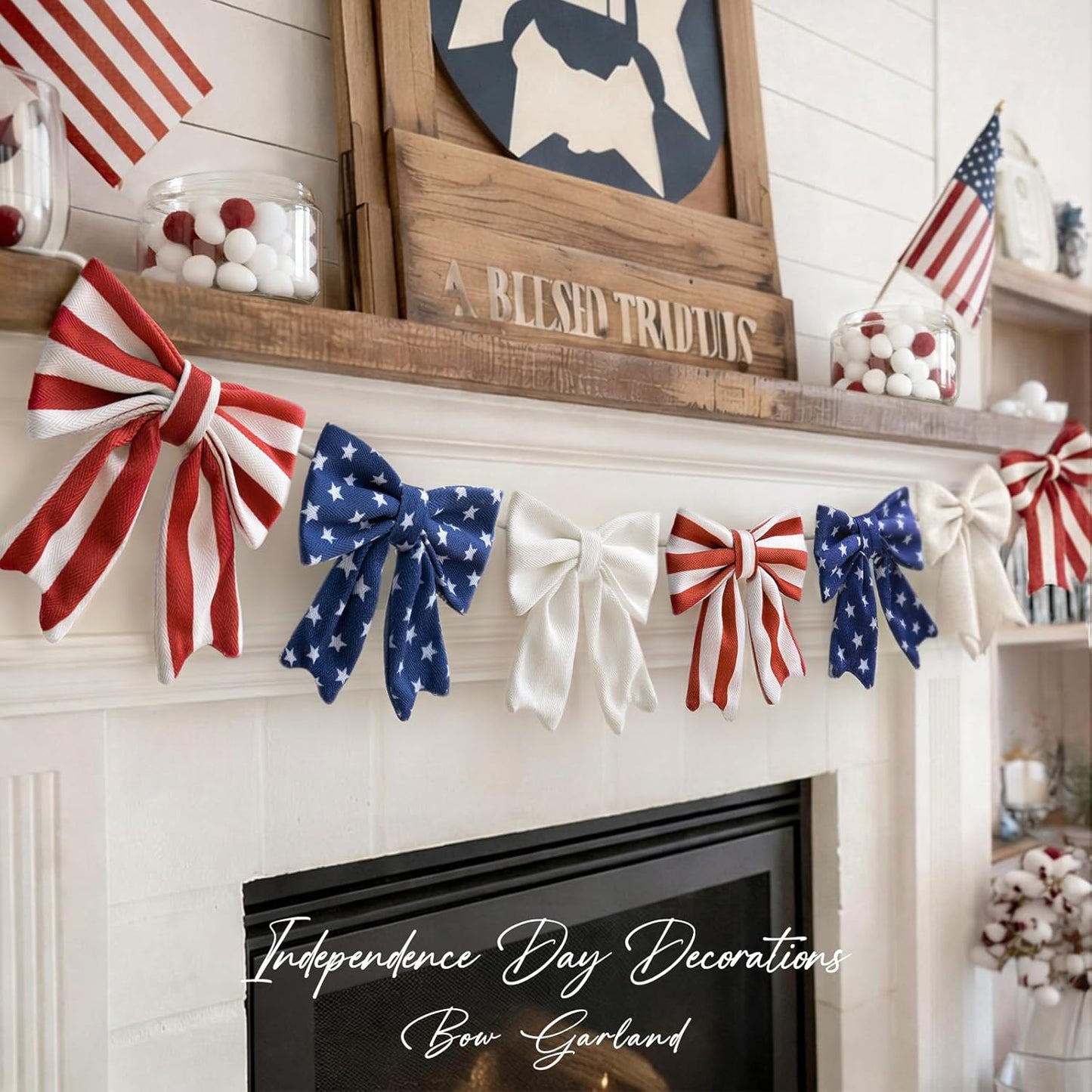 6.5 ft garland length with seven polyester bows
