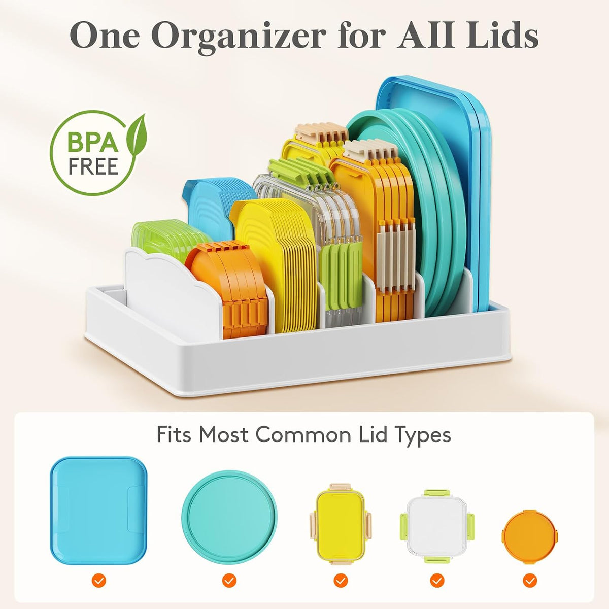 6 adjustable dividers creating up to 7 customizable compartments