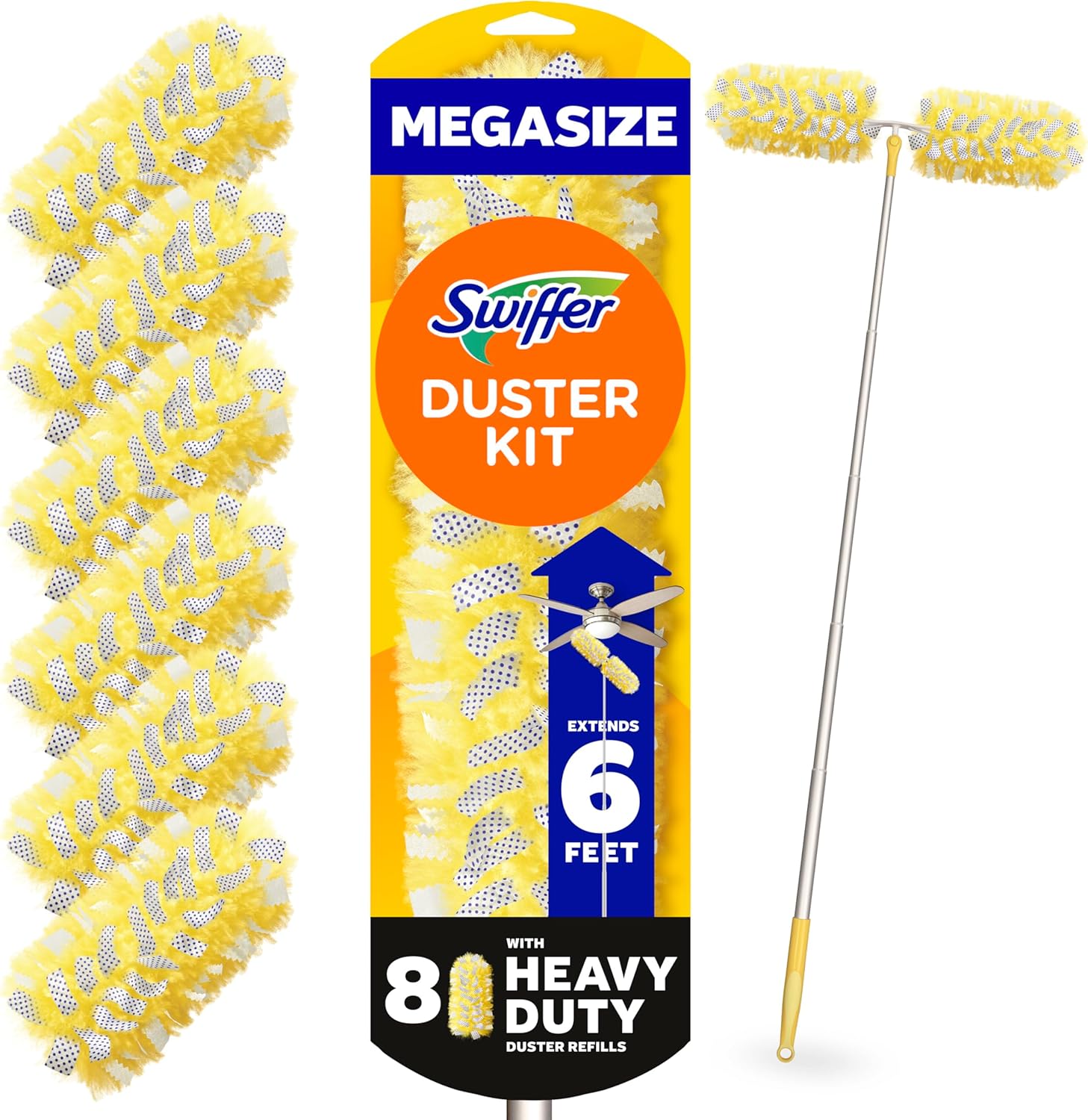 6 ft super extendable handle for reaching high and far surfaces