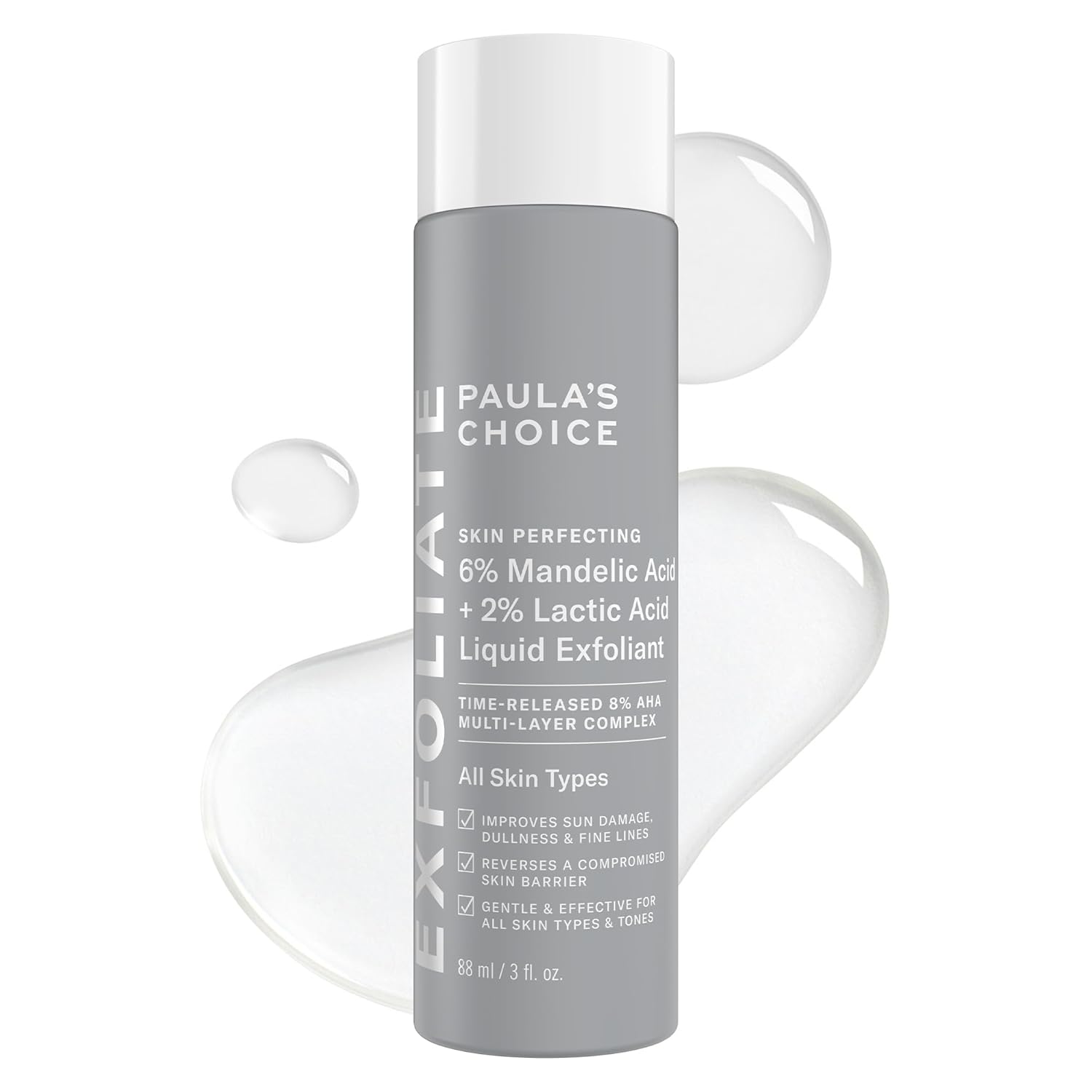 6% mandelic acid + 2% lactic acid aha blend in a liquid exfoliant format