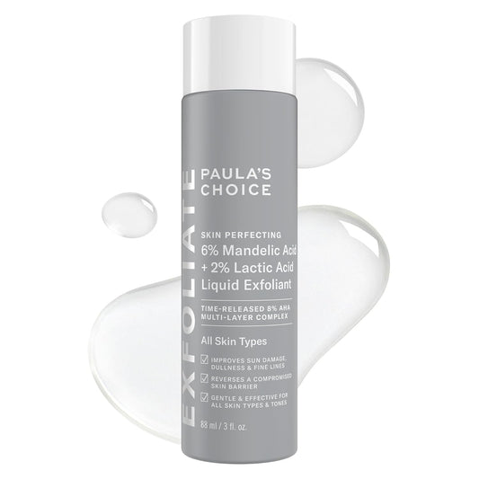 6% mandelic acid + 2% lactic acid aha blend in a liquid exfoliant format