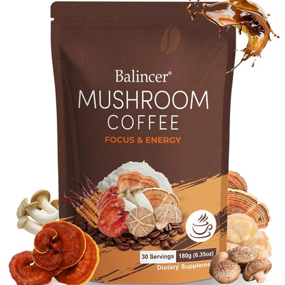 6-mushroom adaptogenic blend: lion's mane, cordyceps, turkey tail, reishi, shiitake, king trumpet