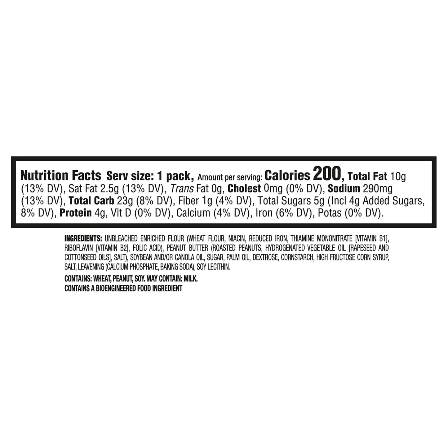 6 round ritz crackers sandwiched per pack with smooth real-peanut-butter filling