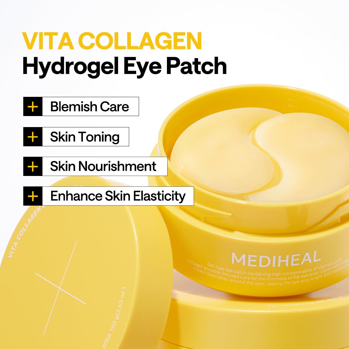 60 hydrogel under-eye patches per jar for extended treatment cycles