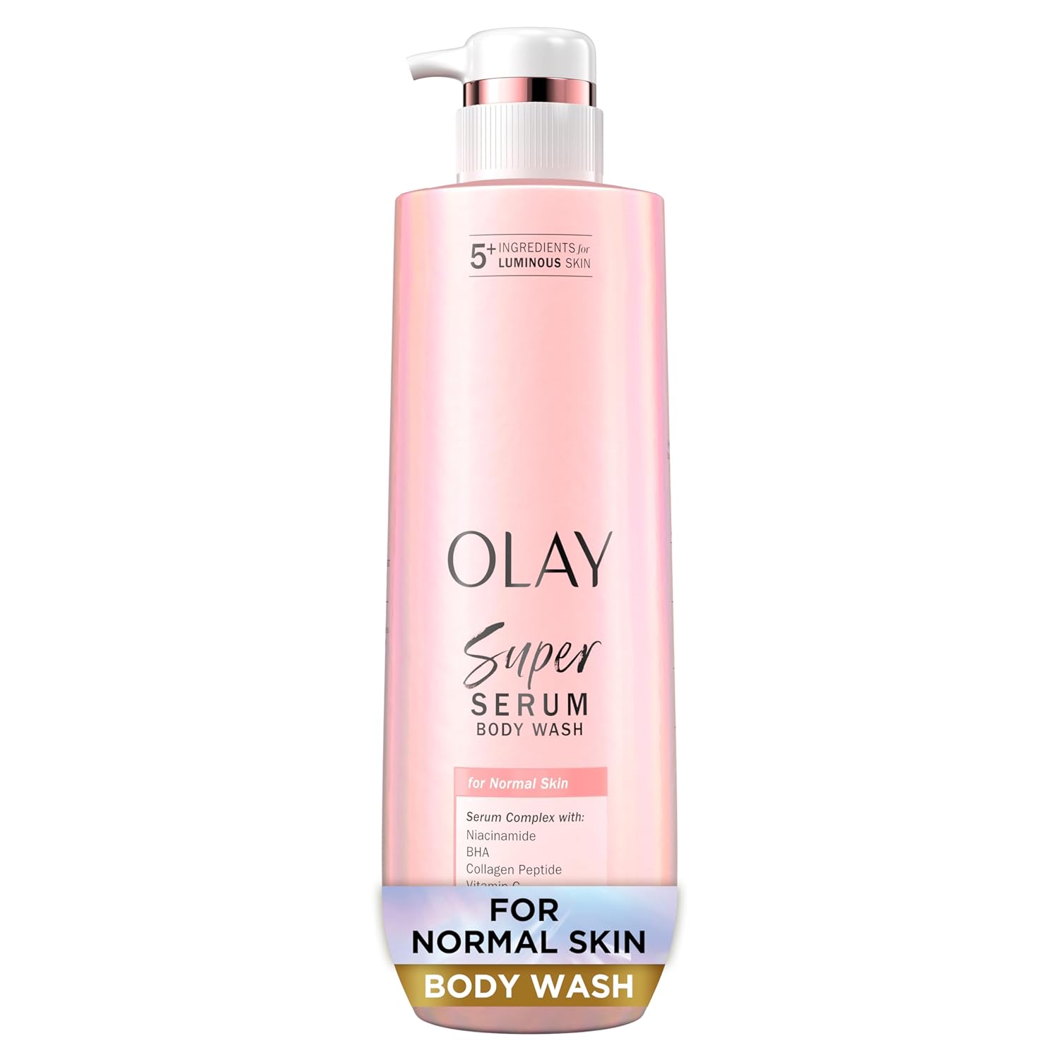 5+ ingredient super serum complex: niacinamide, bha, collagen peptide, vitamin c, vitamin e