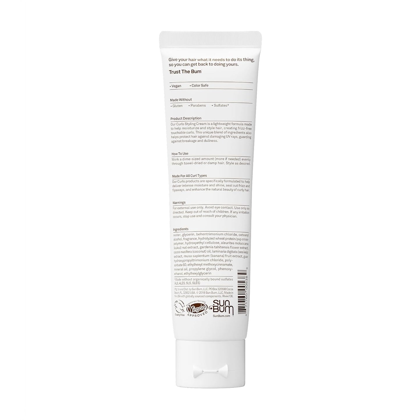 Sun Bum Curls and Waves Styling Cream – Beach, Patio & Outdoor Hair Protection with UV Defense