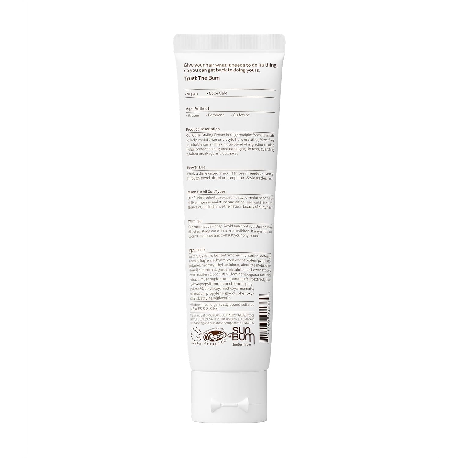 Sun Bum Curls and Waves Styling Cream – Beach, Patio & Outdoor Hair Protection with UV Defense