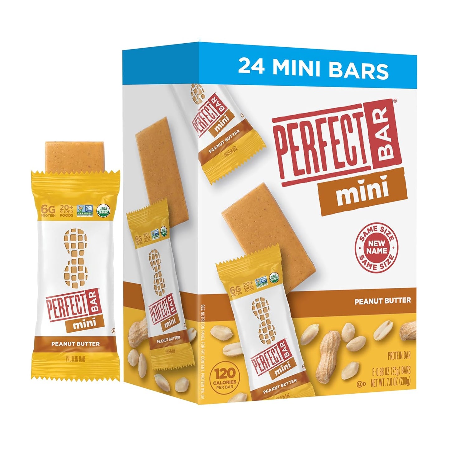 6g of whole-food protein per 0.88 oz mini bar sourced from peanut butter, milk, egg, and rice protein