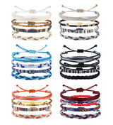 WATERPROOF JEWELRY 24-Pack Adjustable Boho Anklets – Surf Trip & Boardwalk Accessory, Waterproof Handmade Beaded Rope Bracelets