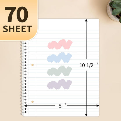 70 double-sided college-ruled sheets (140 writing pages) per notebook