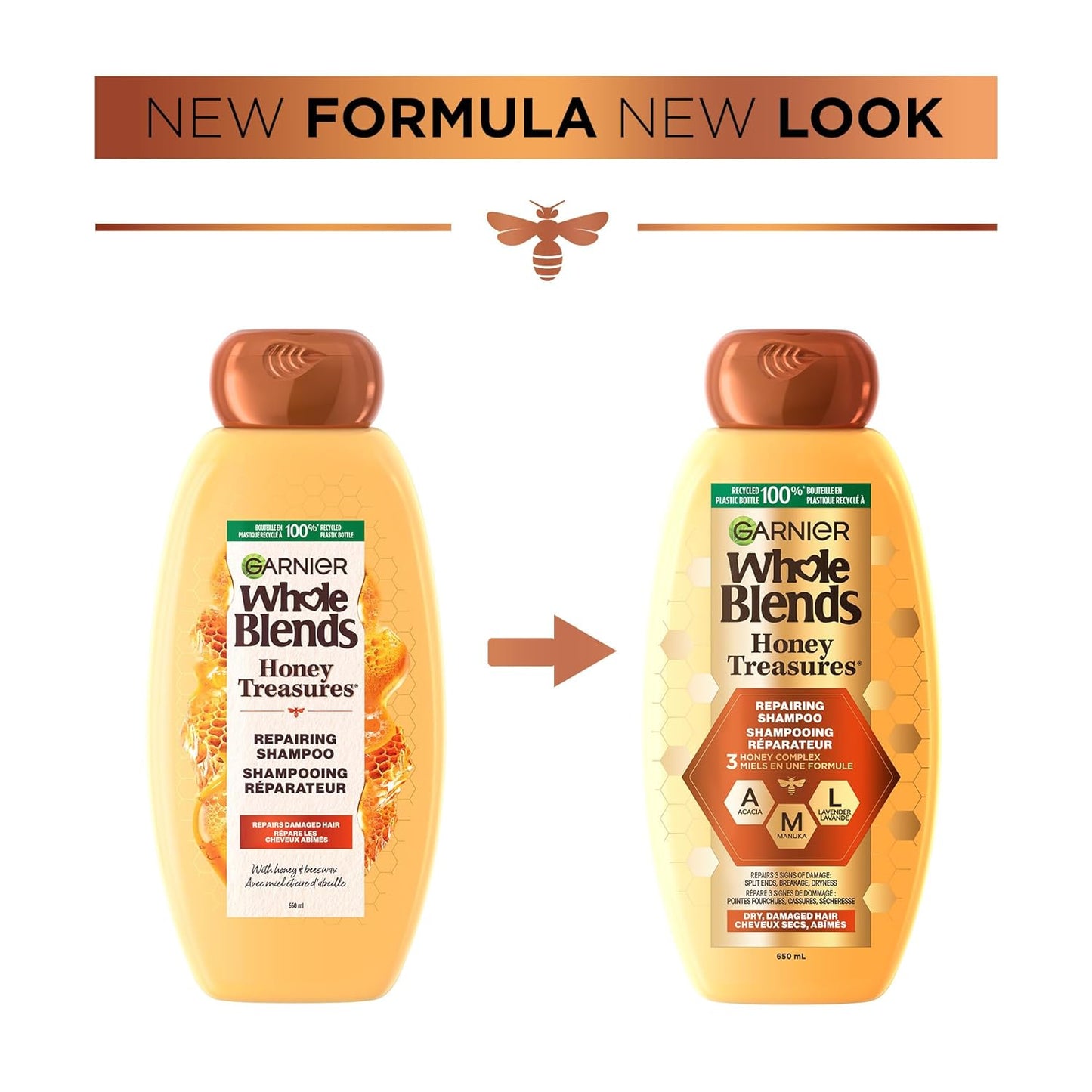 Garnier Whole Blends Honey Treasures Repairing Shampoo – Calming Bath Ritual for Damaged Hair