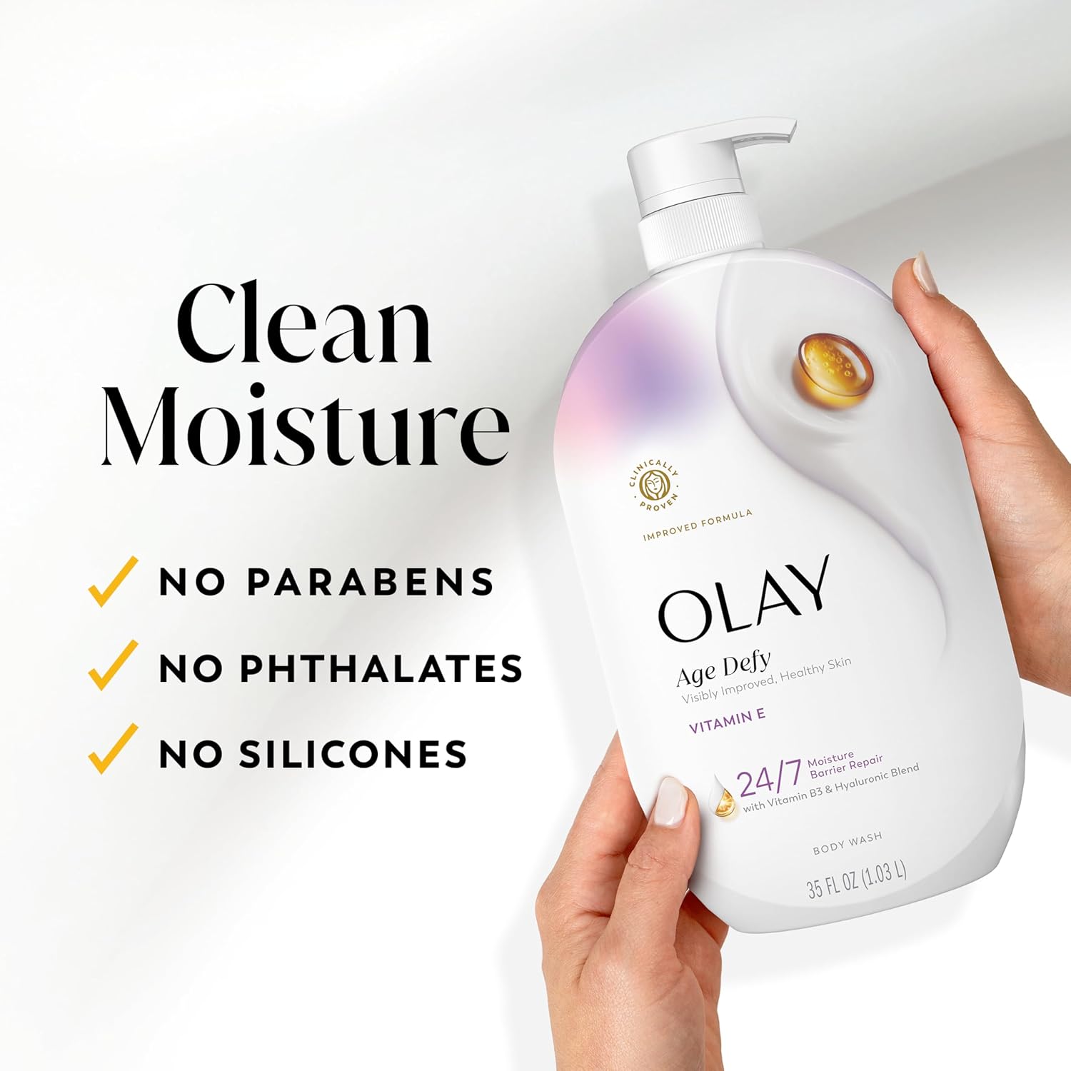 Olay Body Wash for Women – Nightly Moisture Ritual with Vitamin E & Hyaluronic Acid for Calm, Hydrated Skin