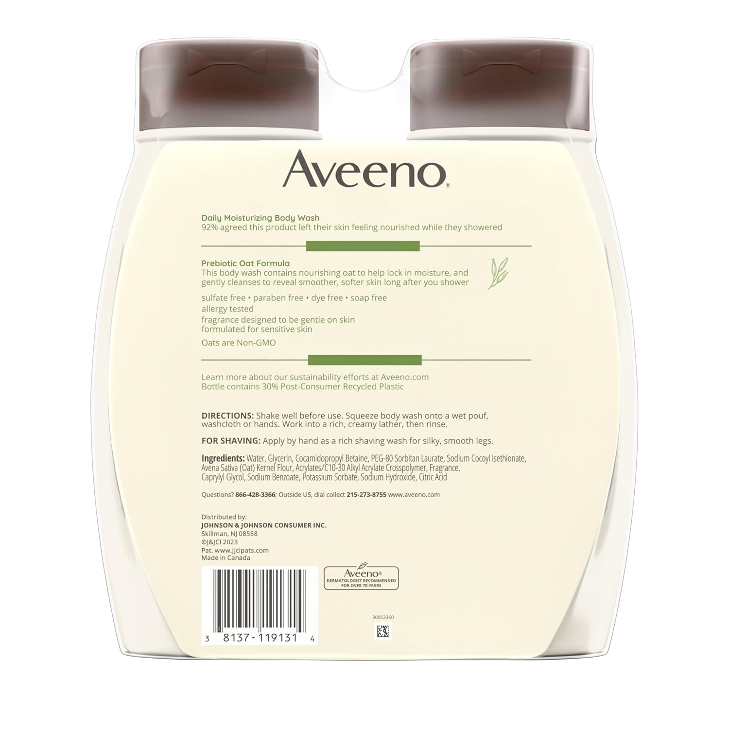 Aveeno Daily Moisturizing Body Wash – Prebiotic Oat Formula for Calming Self-Care Rituals
