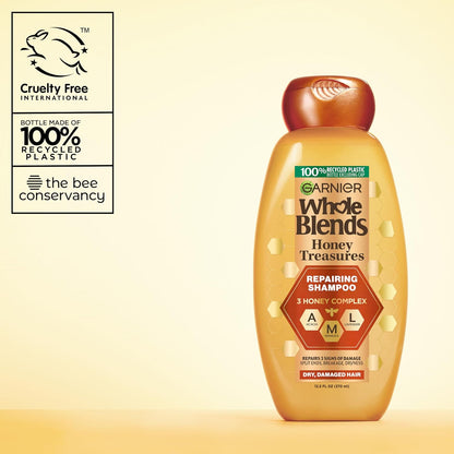 Garnier Honey Treasures Repairing Shampoo & Conditioner Set – Calming Daily Shower Ritual for Dry Hair