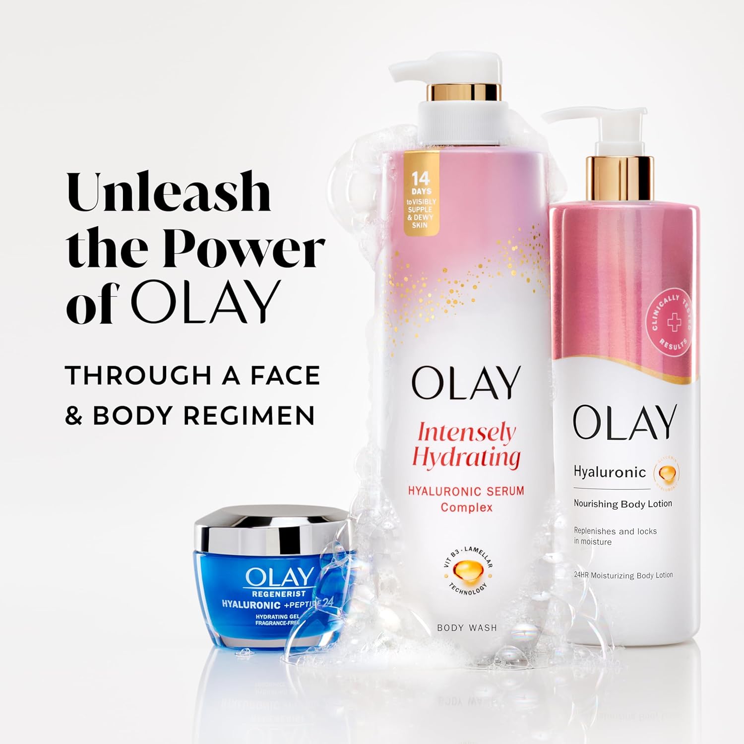 Olay Hydrating Body Wash with Hyaluronic Acid – Calming Shower Ritual for Soft, Dewy Skin