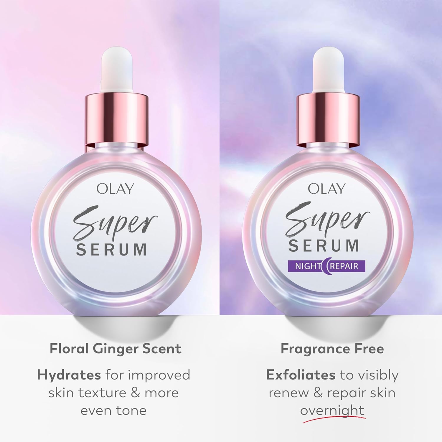 Olay Super Serum – Nightly Glow Ritual for Face, 5-in-1 Anti-Aging Self-Care