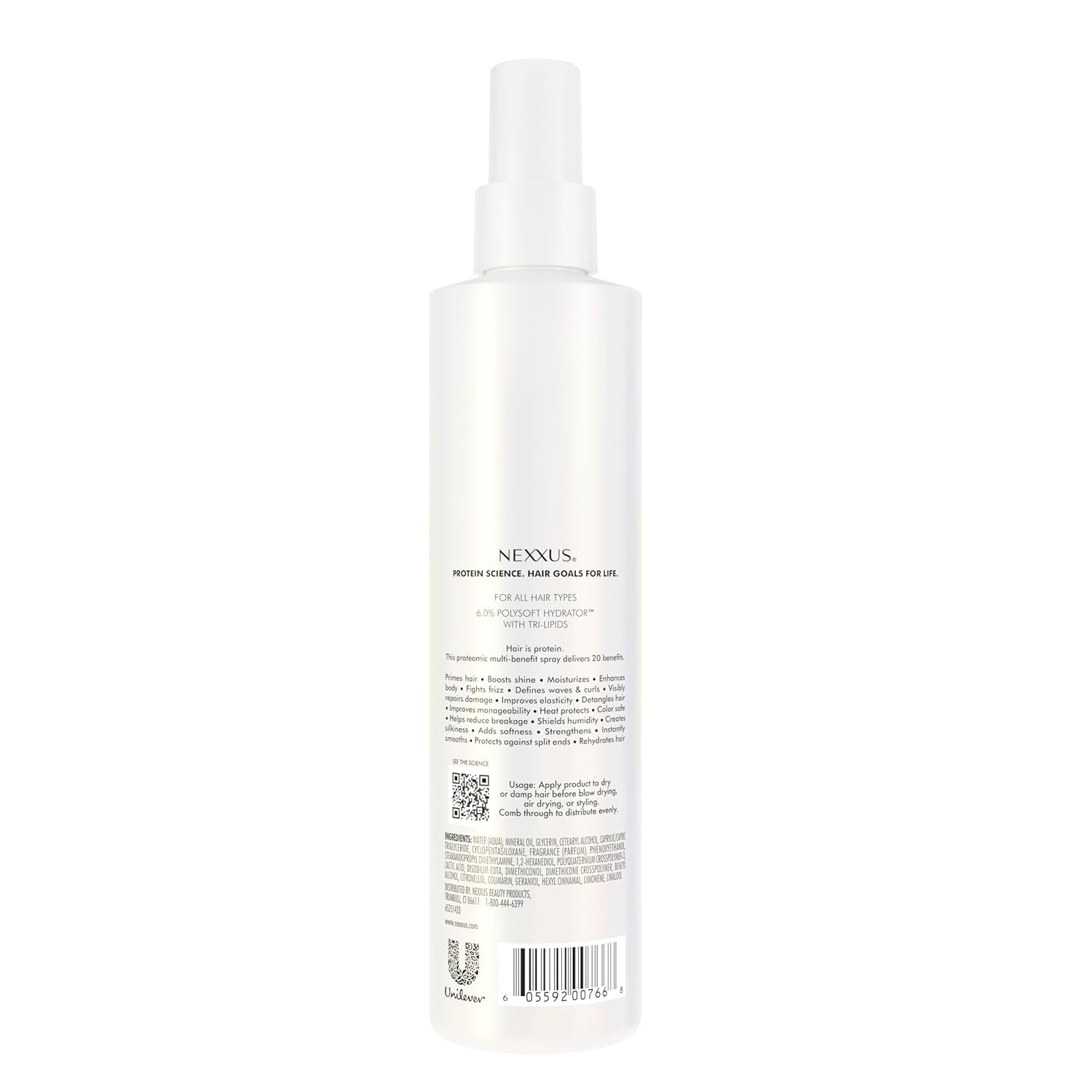 leave-in spray format for no-rinse, lightweight application on wet or dry hair