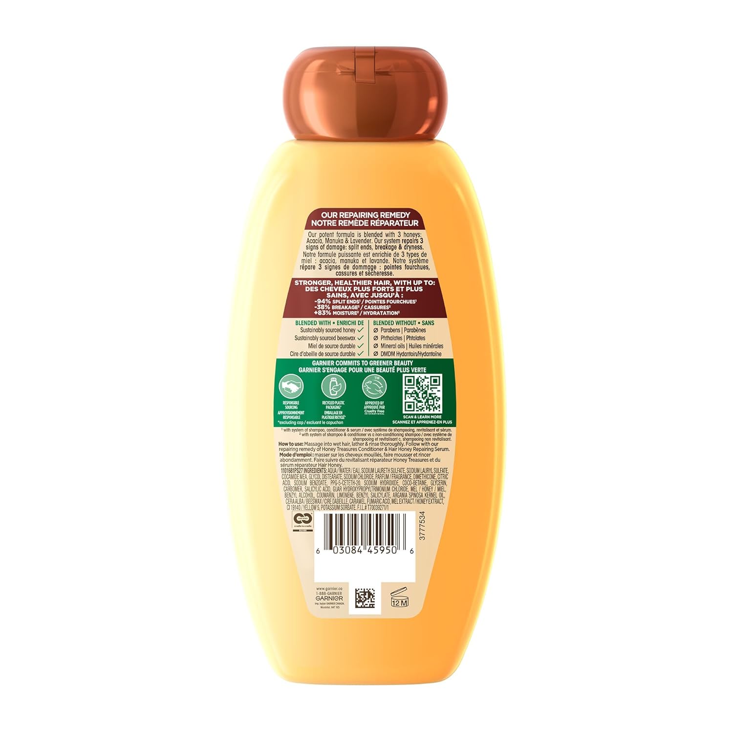 Garnier Whole Blends Honey Treasures Repairing Shampoo – Calming Bath Ritual for Damaged Hair