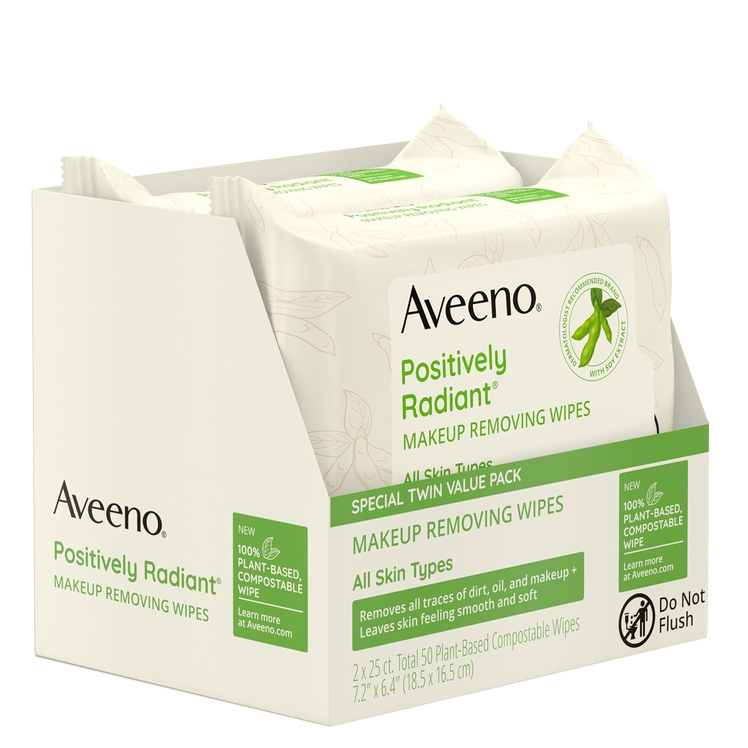 Aveeno Positively Radiant Makeup Remover Wipes – Gentle Nightly Skincare Ritual for Sensitive Skin