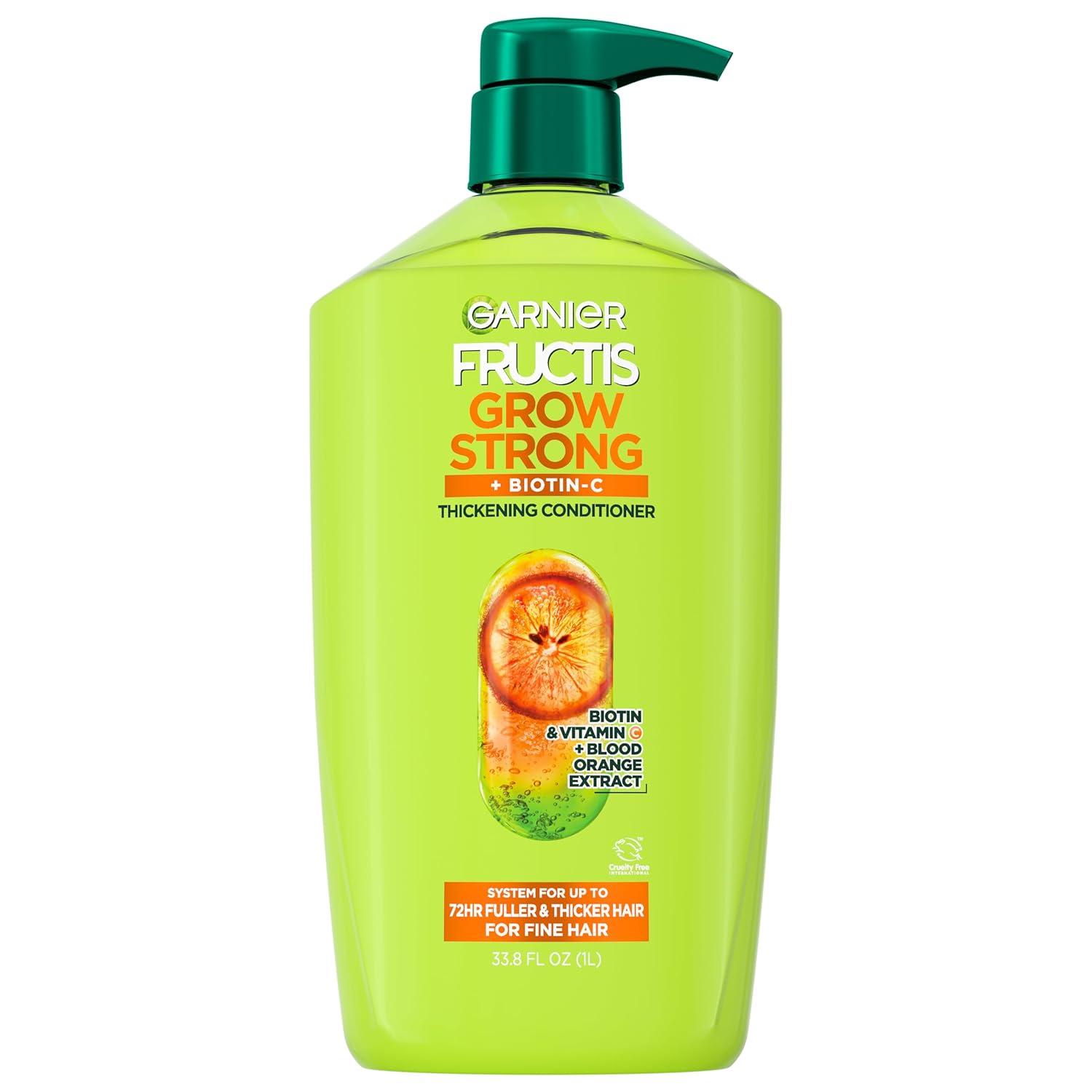 biotin, vitamin c, and blood orange extract formula targeting fine hair strength