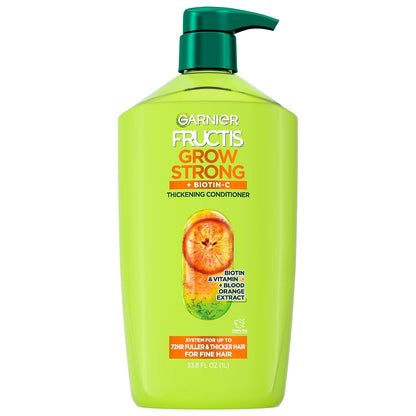 biotin, vitamin c, and blood orange extract formula targeting fine hair strength
