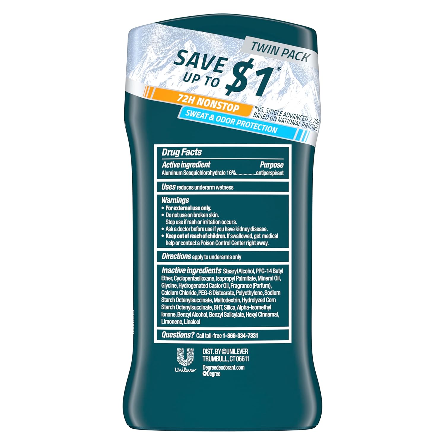 72-hour sweat and odor protection claim (stick form)