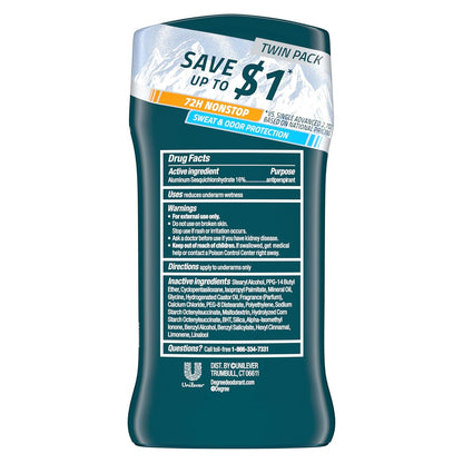 72-hour sweat and odor protection claim (stick form)