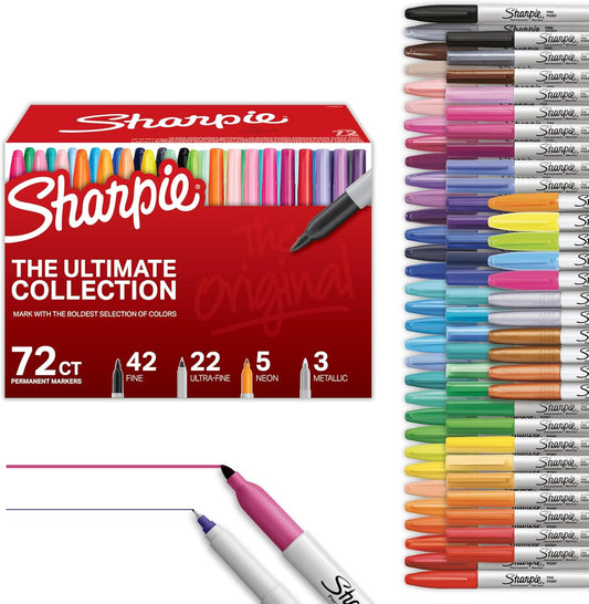 72 markers combining fine point and ultra fine point (0.5mm) tips in one set