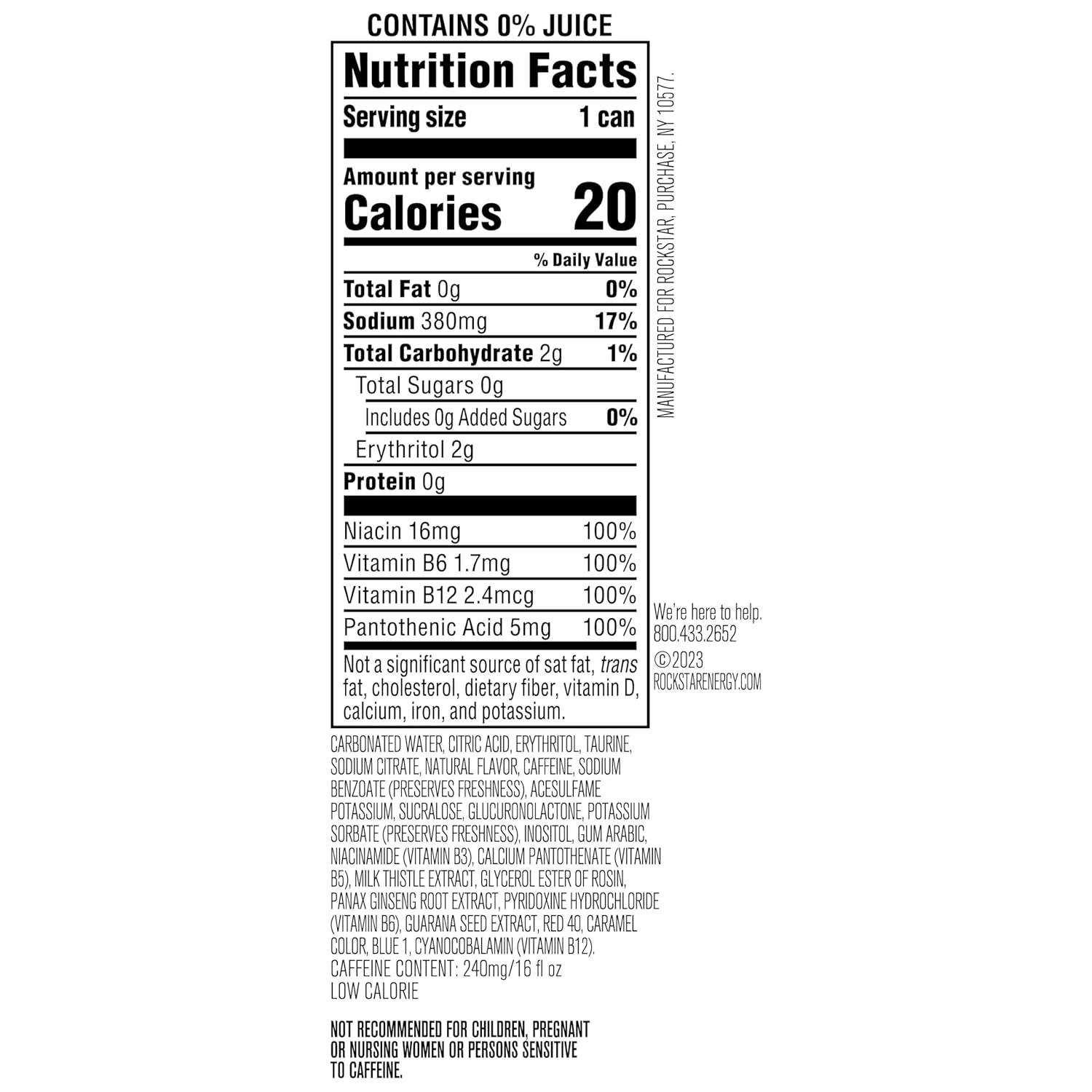 >75mg caffeine per can, cited on-pack as supporting improved attention
