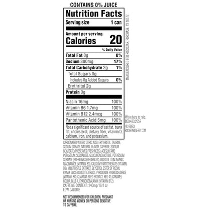 >75mg caffeine per can, cited on-pack as supporting improved attention