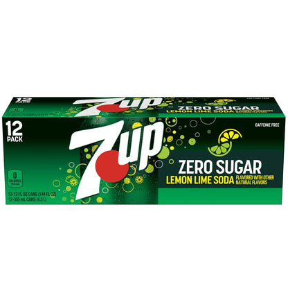 7UP Zero Sugar Soda, 12-Pack Cans – Guilt-Free Wellness Drink for Mindful Home Routines
