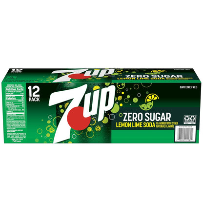 7UP Zero Sugar Soda, 12-Pack Cans – Guilt-Free Wellness Drink for Mindful Home Routines