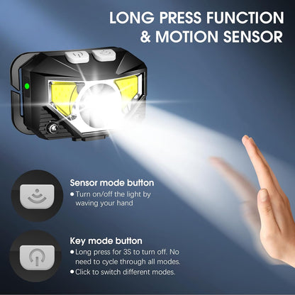 8 lighting modes including main strong, main weak, side strong, side weak, red beam, and sos red strobe