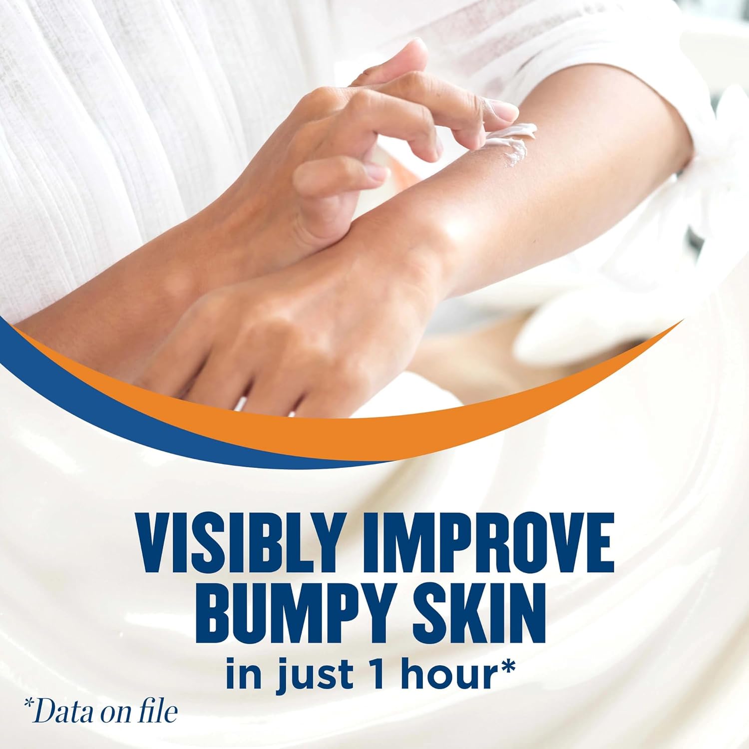 8 oz tub format designed for full-body daily application on arms and legs