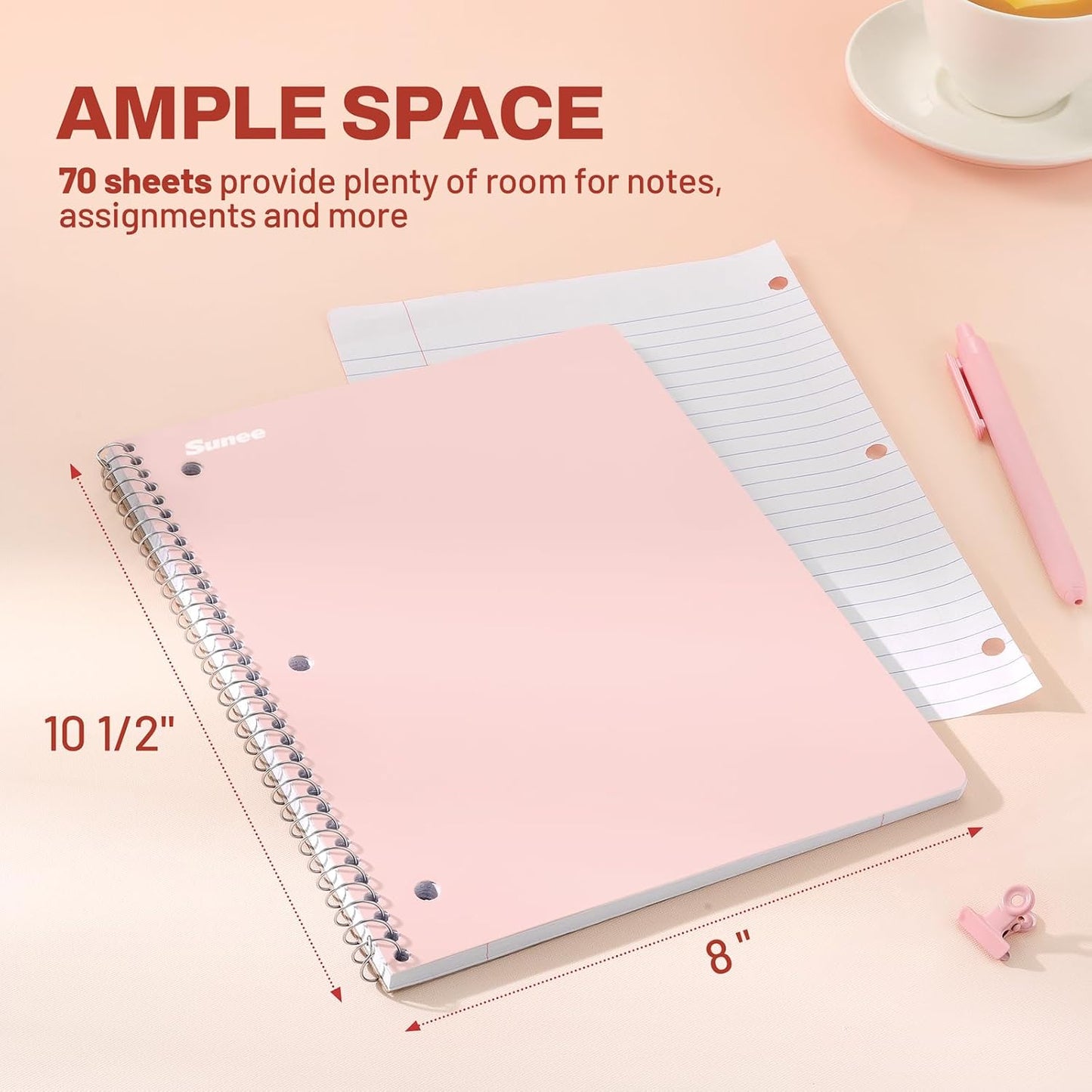 8" x 10-1/2" sheet size with red margin line