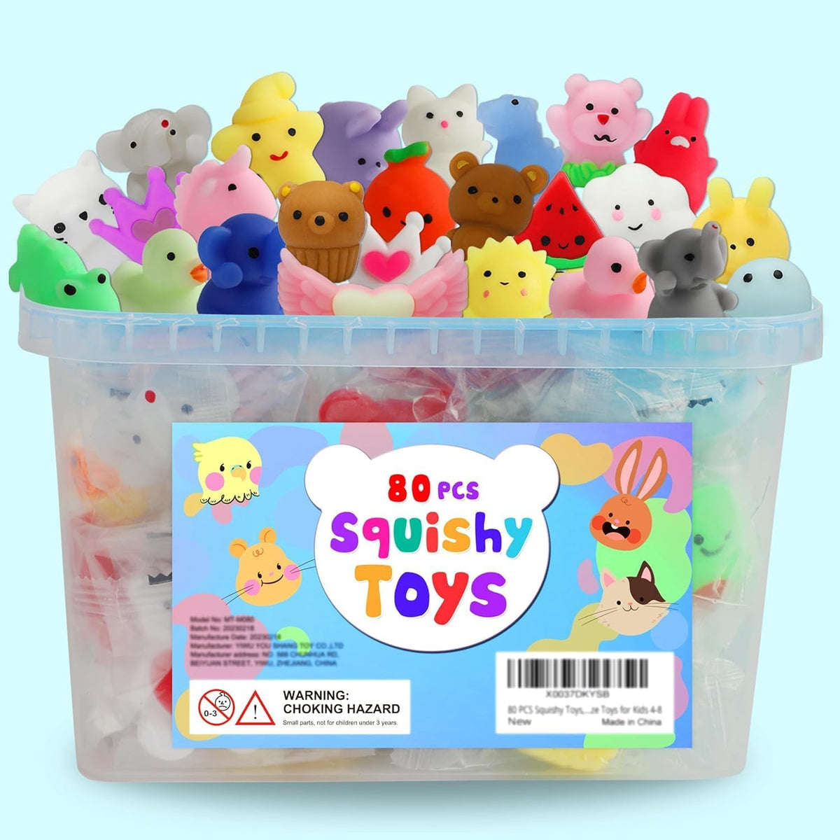 80-piece bulk set with assorted mochi squishy toys