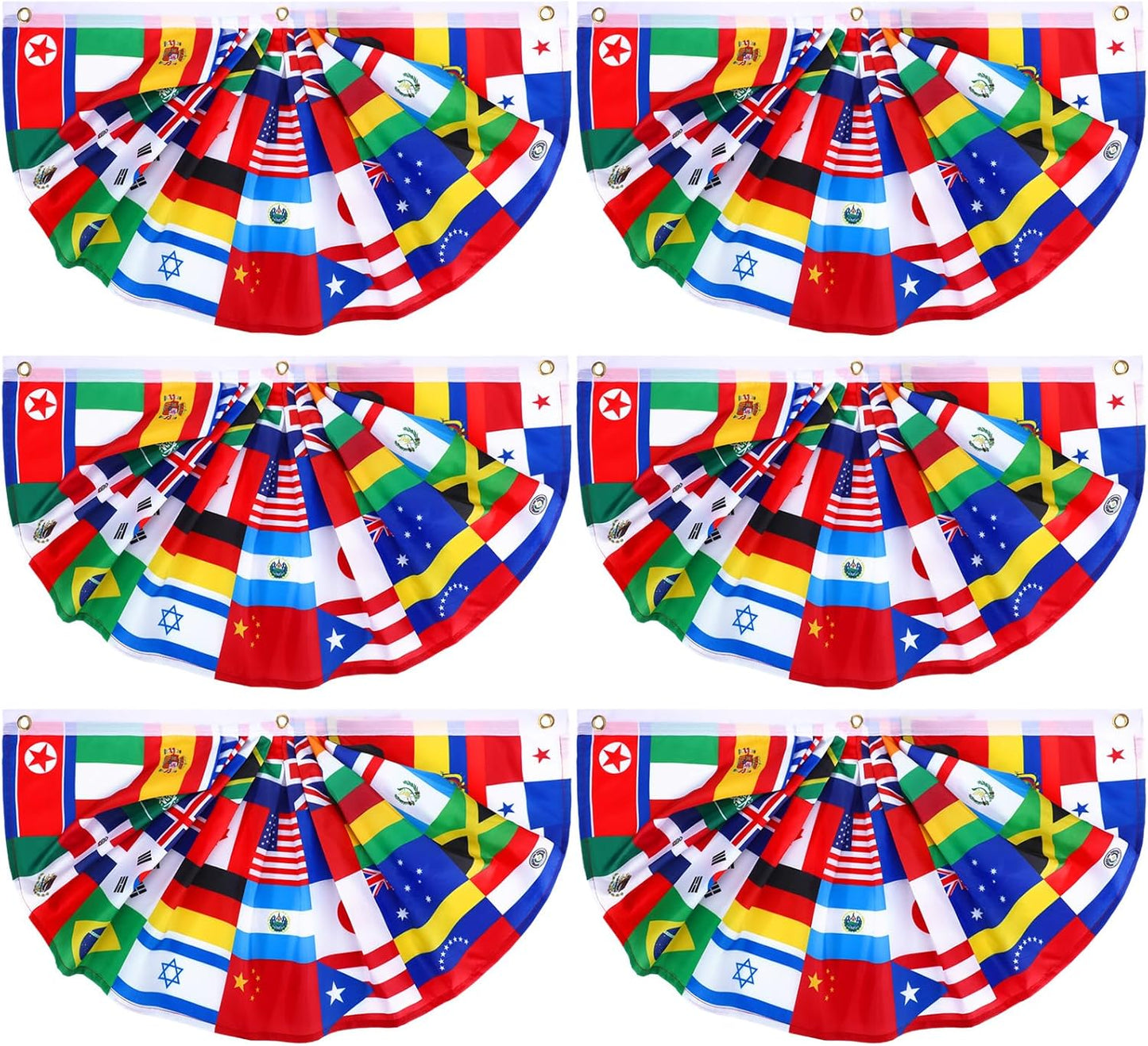 semicircular pleated fan bunting design in 1.5x3 ft (standard) and 3x6 ft (large) size variants