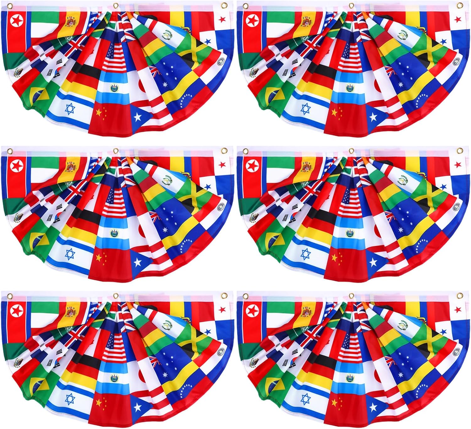 semicircular pleated fan bunting design in 1.5x3 ft (standard) and 3x6 ft (large) size variants
