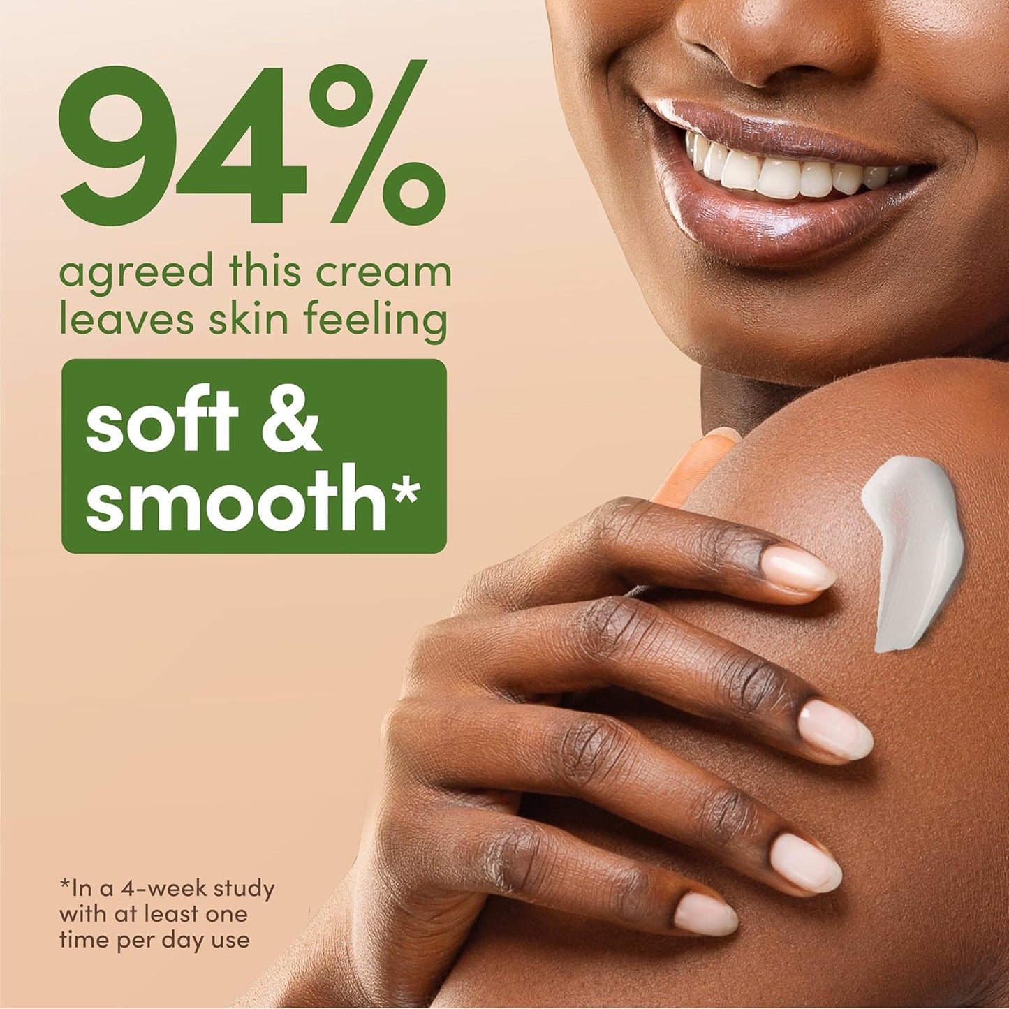 velvety cream texture suitable for face, hands, and body in one product