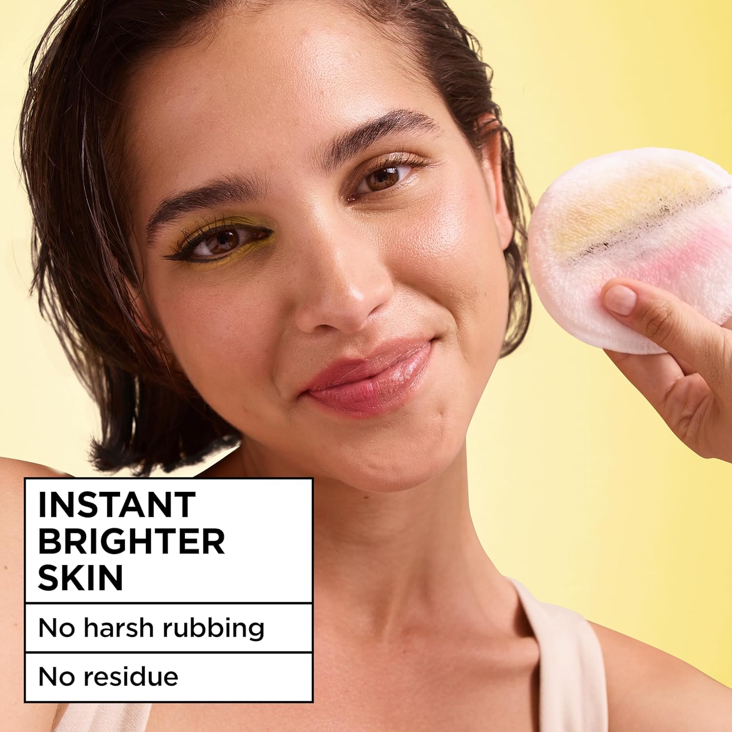 no-rinse, no-harsh-rubbing application via cotton pad