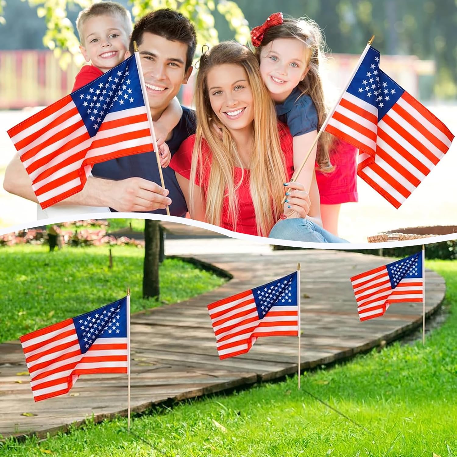 American Flag Sticks – Patriotic Outdoor Decoration for Patios, Gardens & Camping