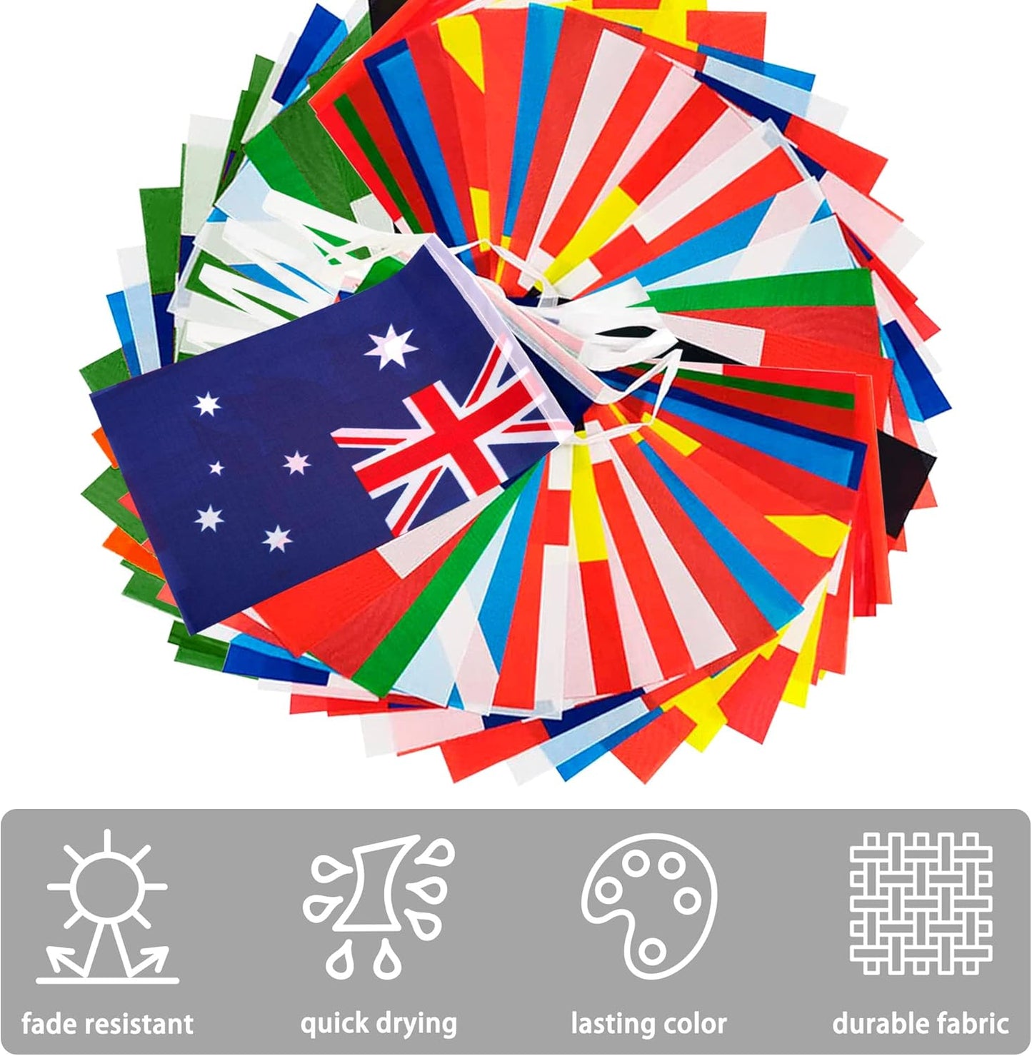16 size and quantity variants ranging from 2.5x4ft single flags to 30x50ft large banners and 2-pack bundles