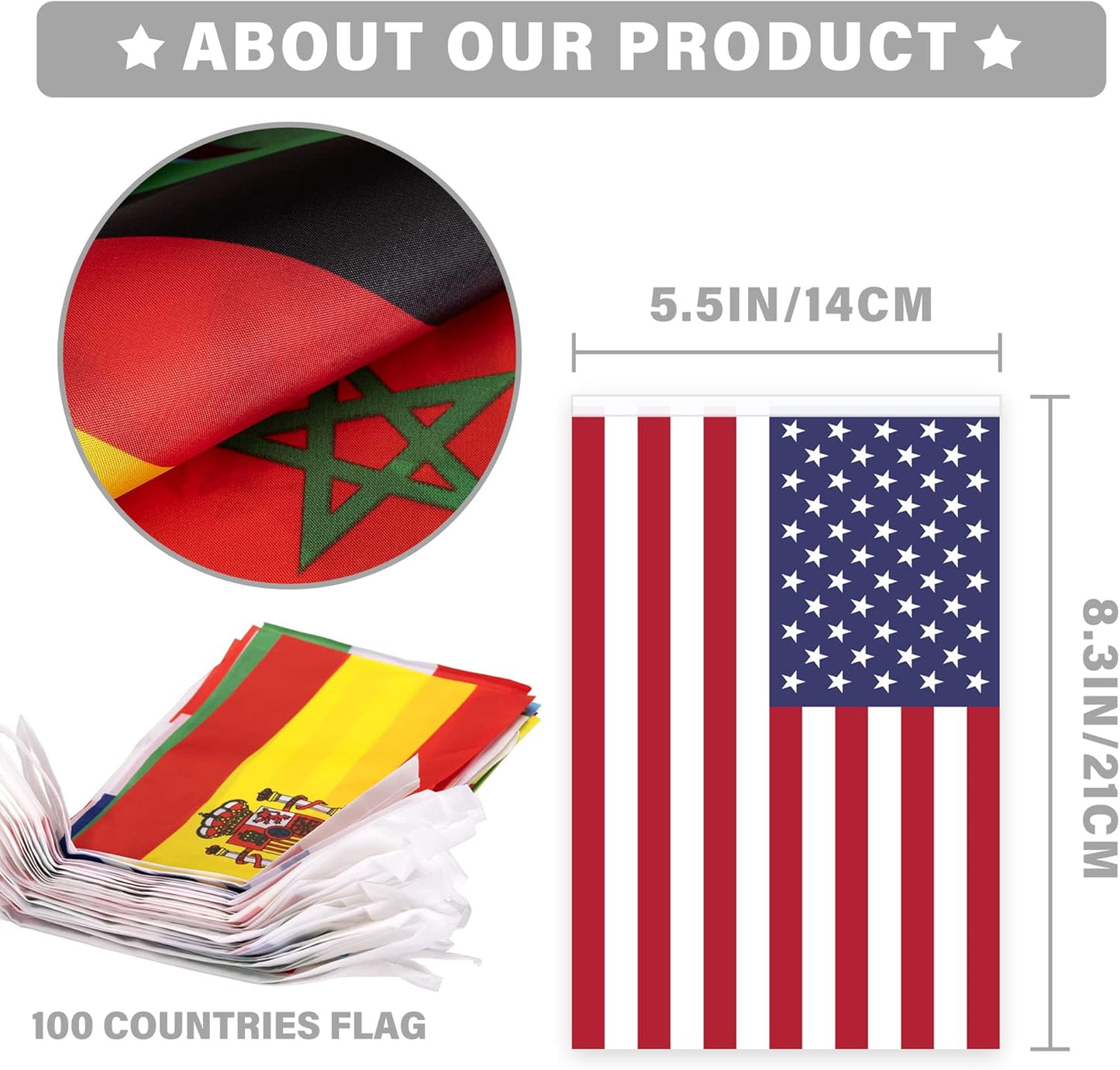 full-color double-sided polyester print with accurate country color representation