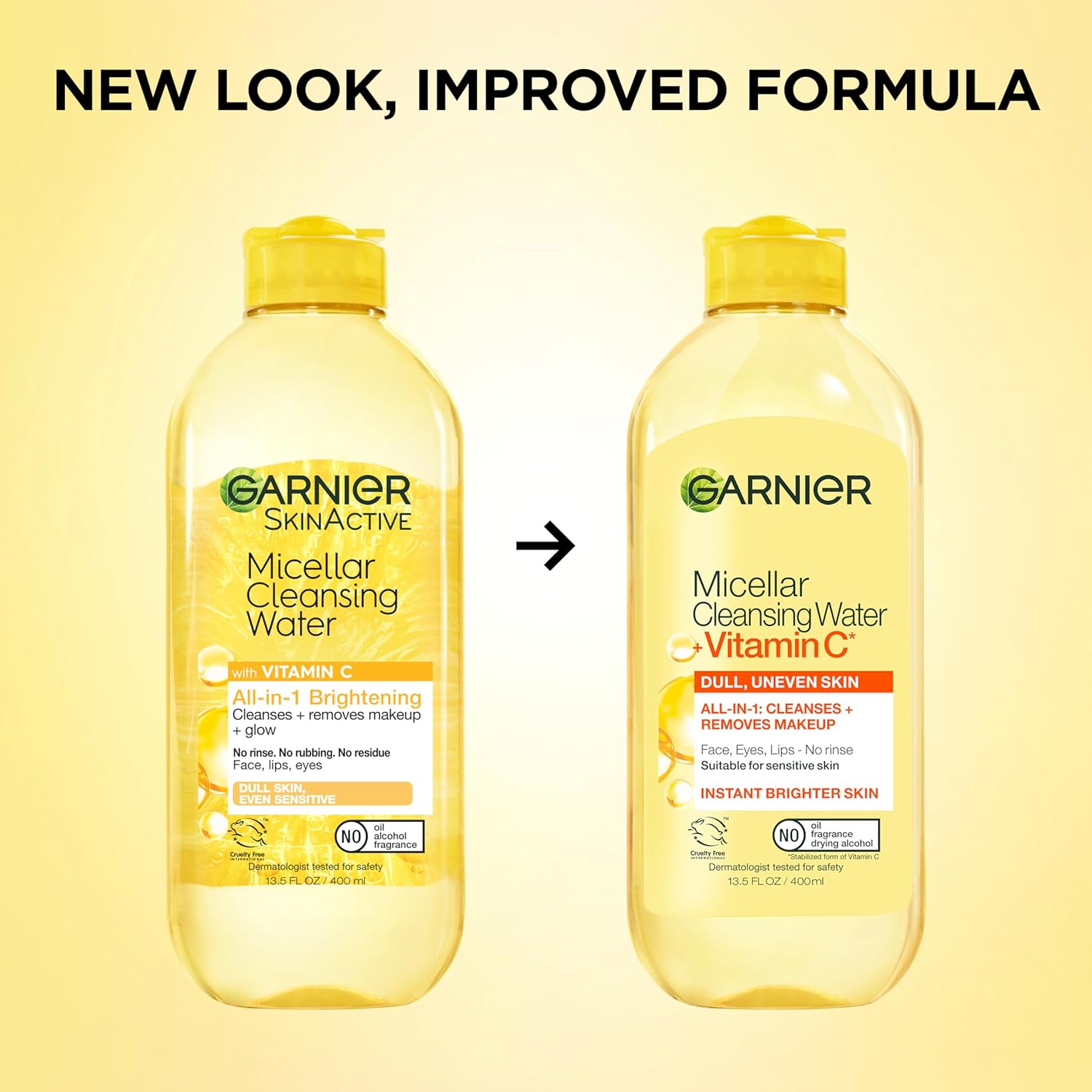 Garnier Micellar Water with Vitamin C – Nighttime Ritual Cleanser for Radiant, Relaxed Skin
