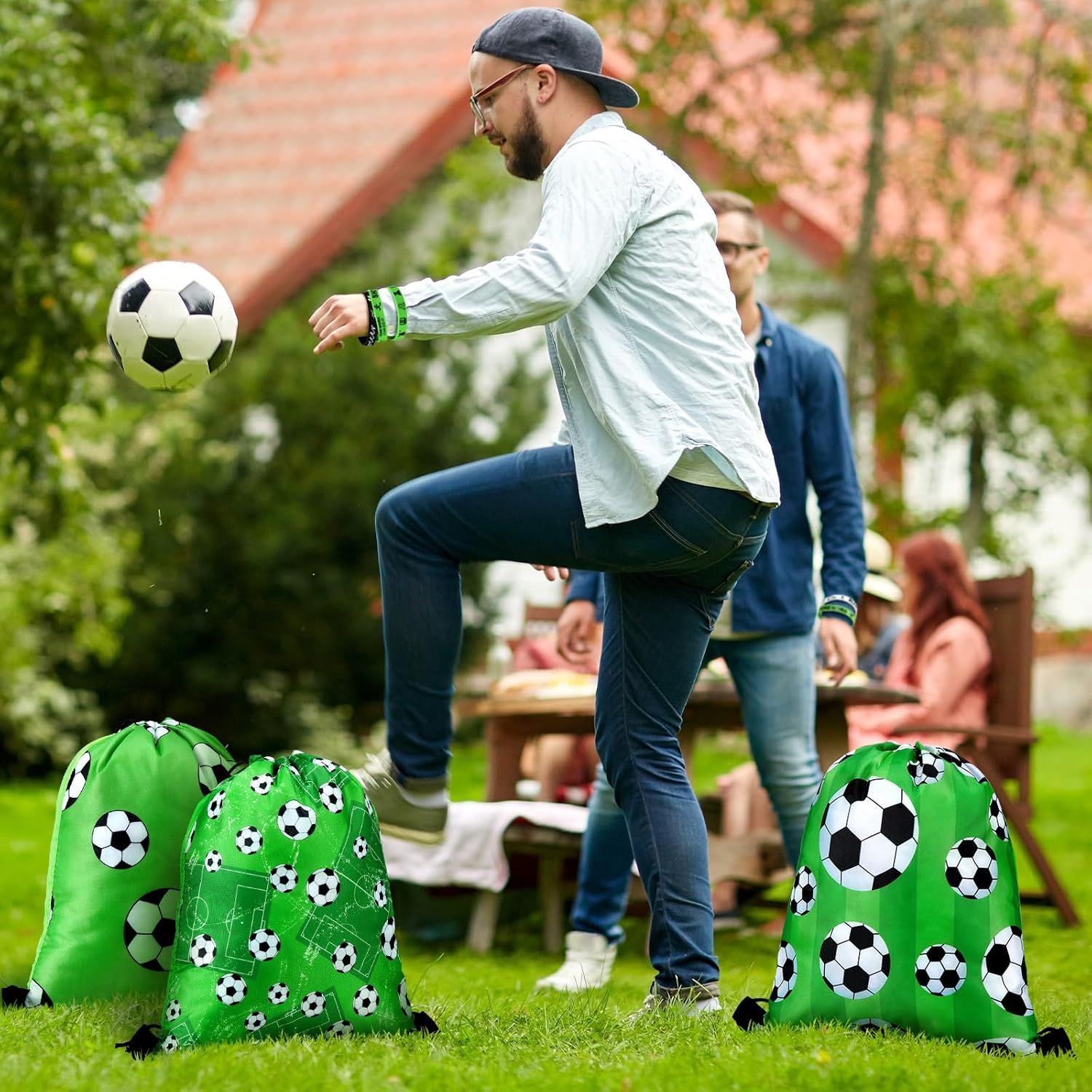 classic white, black, and green colorway with vivid sport-themed printed patterns